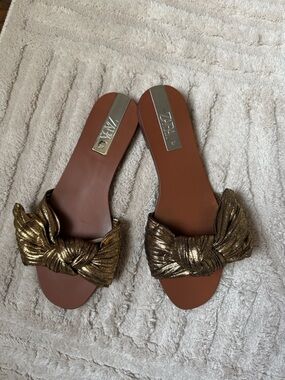 Zara Gold Knot Slide Sandals - Women's Slip-On Sandals